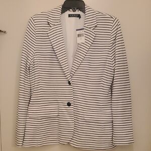 Ralph Lauren Women's Black and White Striped Blazer